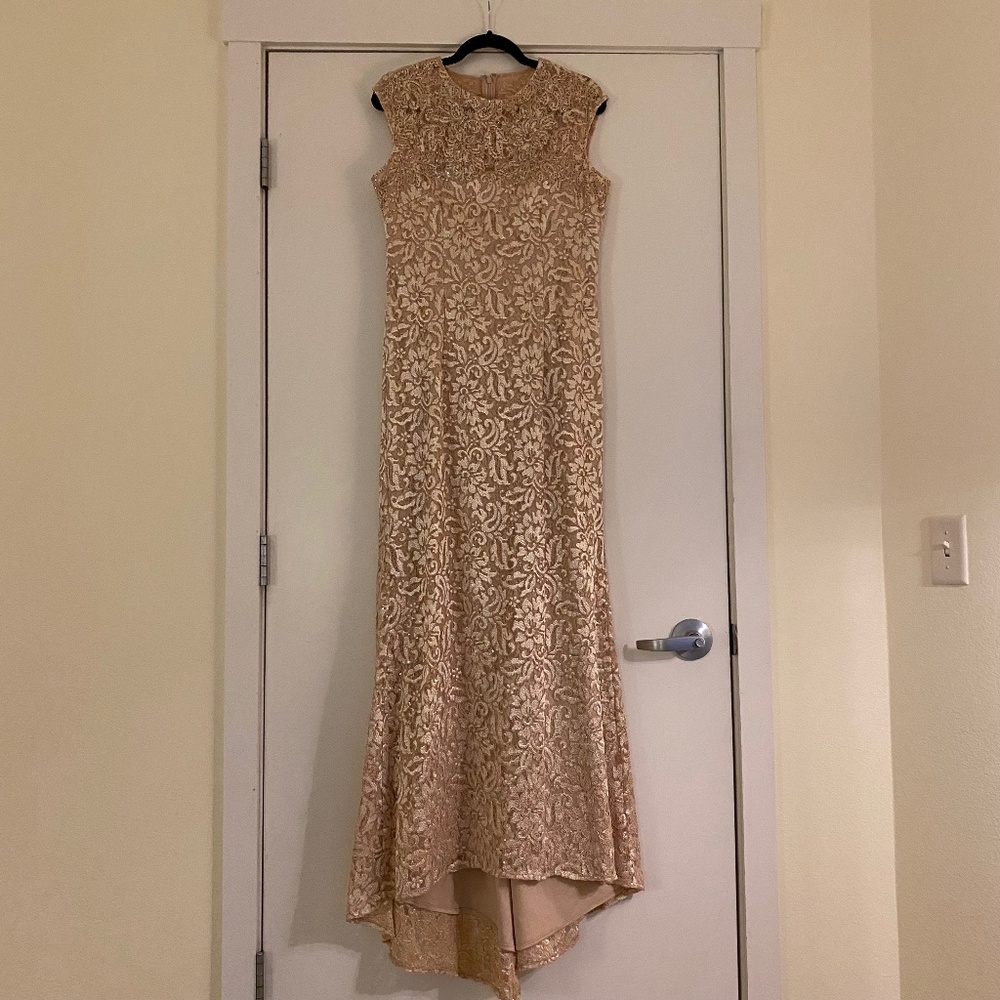 Carmen Marc Valvo Infusion Embroidered Lace Gown